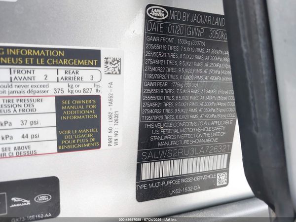 2020 LAND ROVER RANGE ROVER SPORT HST MHEV