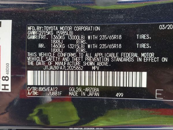 2020 LEXUS RX 350L 350L Base