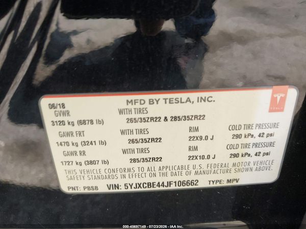 2018 TESLA MODEL X 100D/75D/P100D