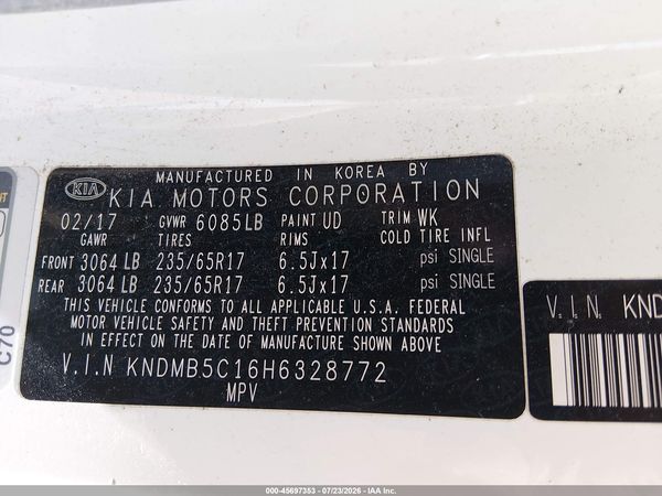 2017 KIA SEDONA LX