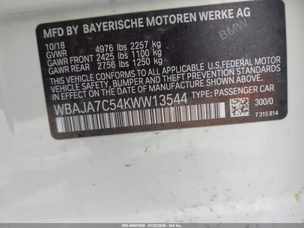 2019 BMW 5 SERIES 530I XDRIVE