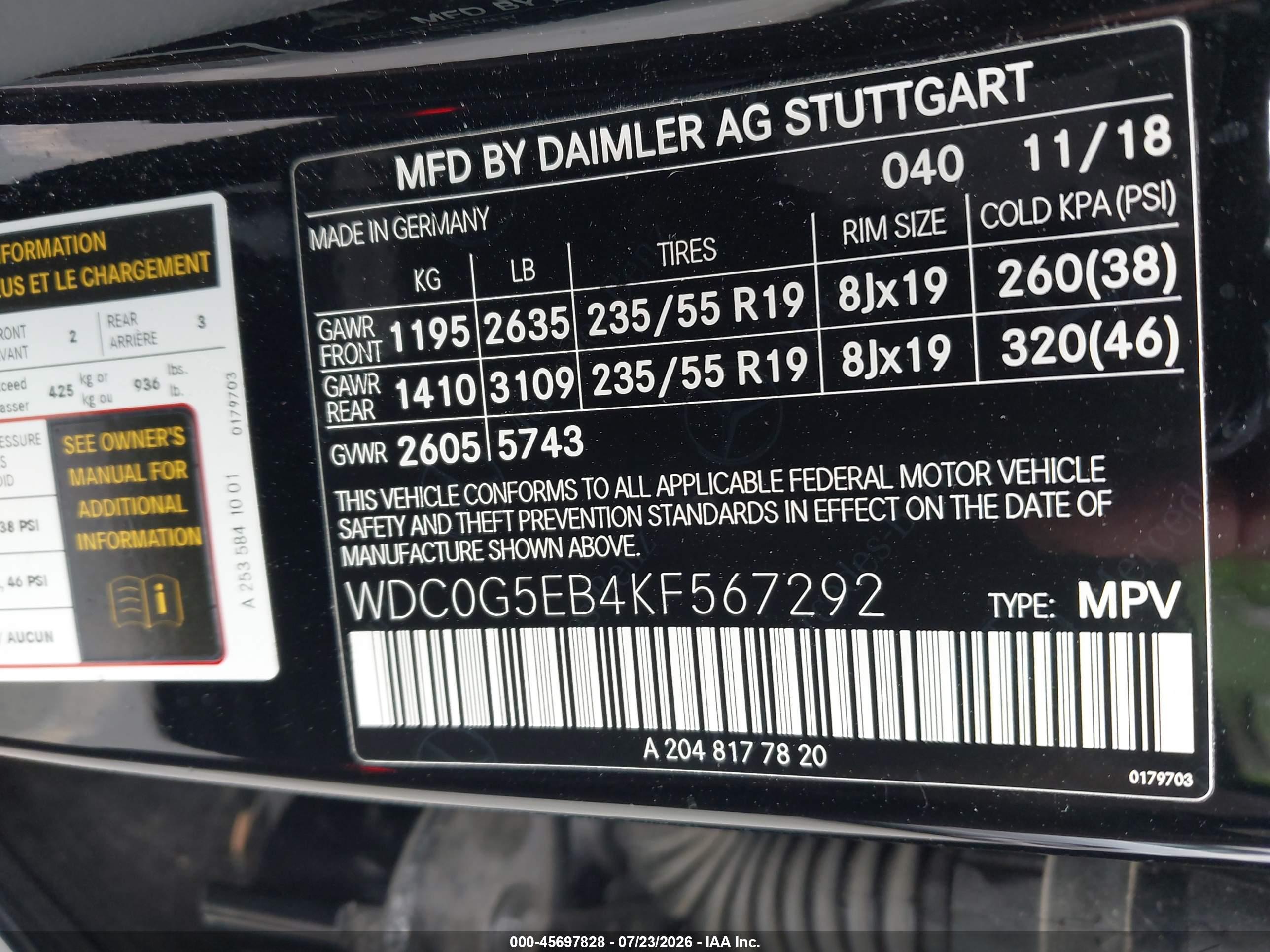2019 MERCEDES-BENZ GLC 350E 4MATIC