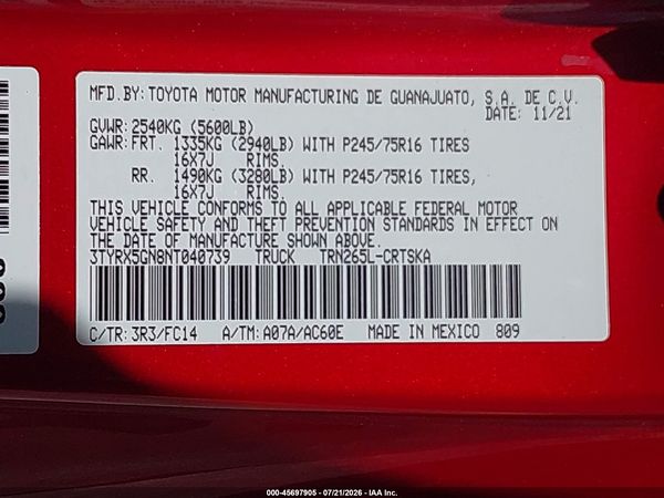 2022 TOYOTA TACOMA SR5