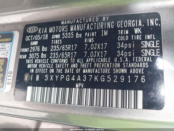 2019 KIA SORENTO 2.4L L