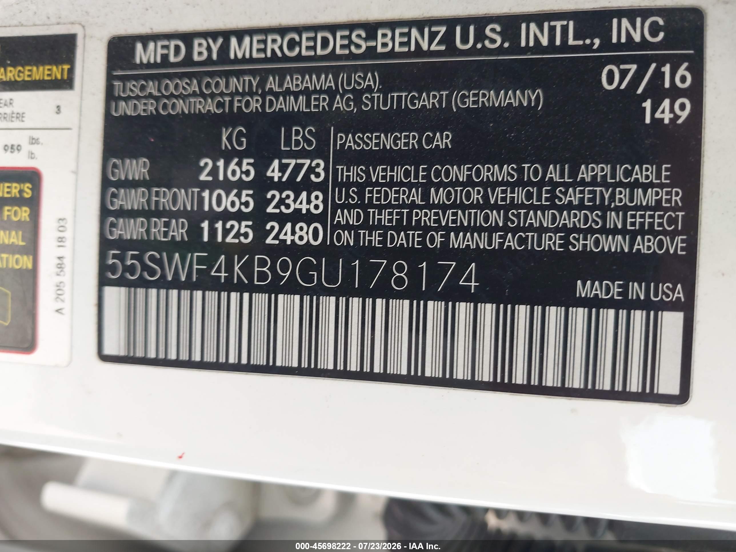 2016 MERCEDES-BENZ C 300 LUXURY 4MATIC