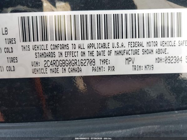 2016 DODGE GRAND CARAVAN SE PLUS — I9