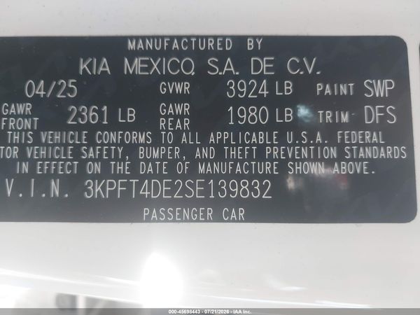 2025 KIA K4 LX