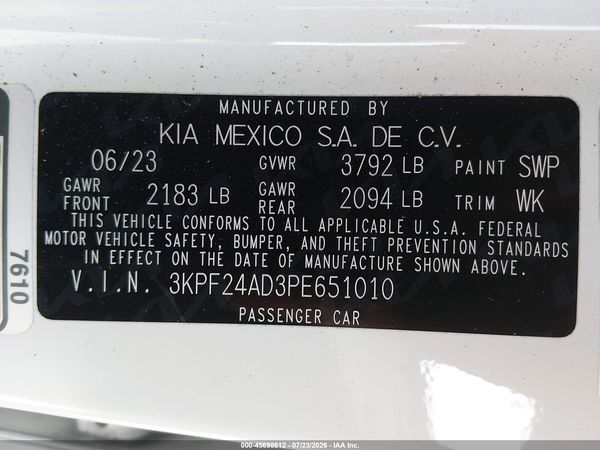 2023 KIA FORTE LXS