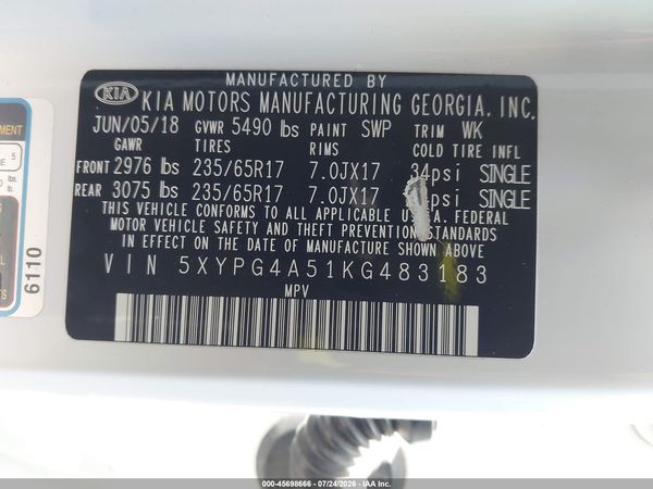 2019 KIA SORENTO 3.3L LX