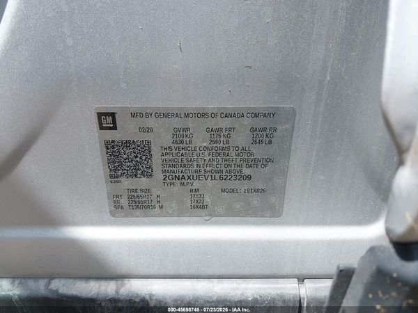 2020 CHEVROLET EQUINOX AWD LT 1.5L TURBO — I9