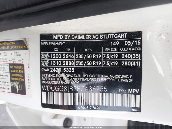2015 MERCEDES-BENZ GLK 350 4MATIC