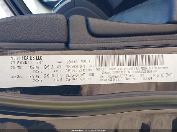 2017 JEEP GRAND CHEROKEE ALTITUDE