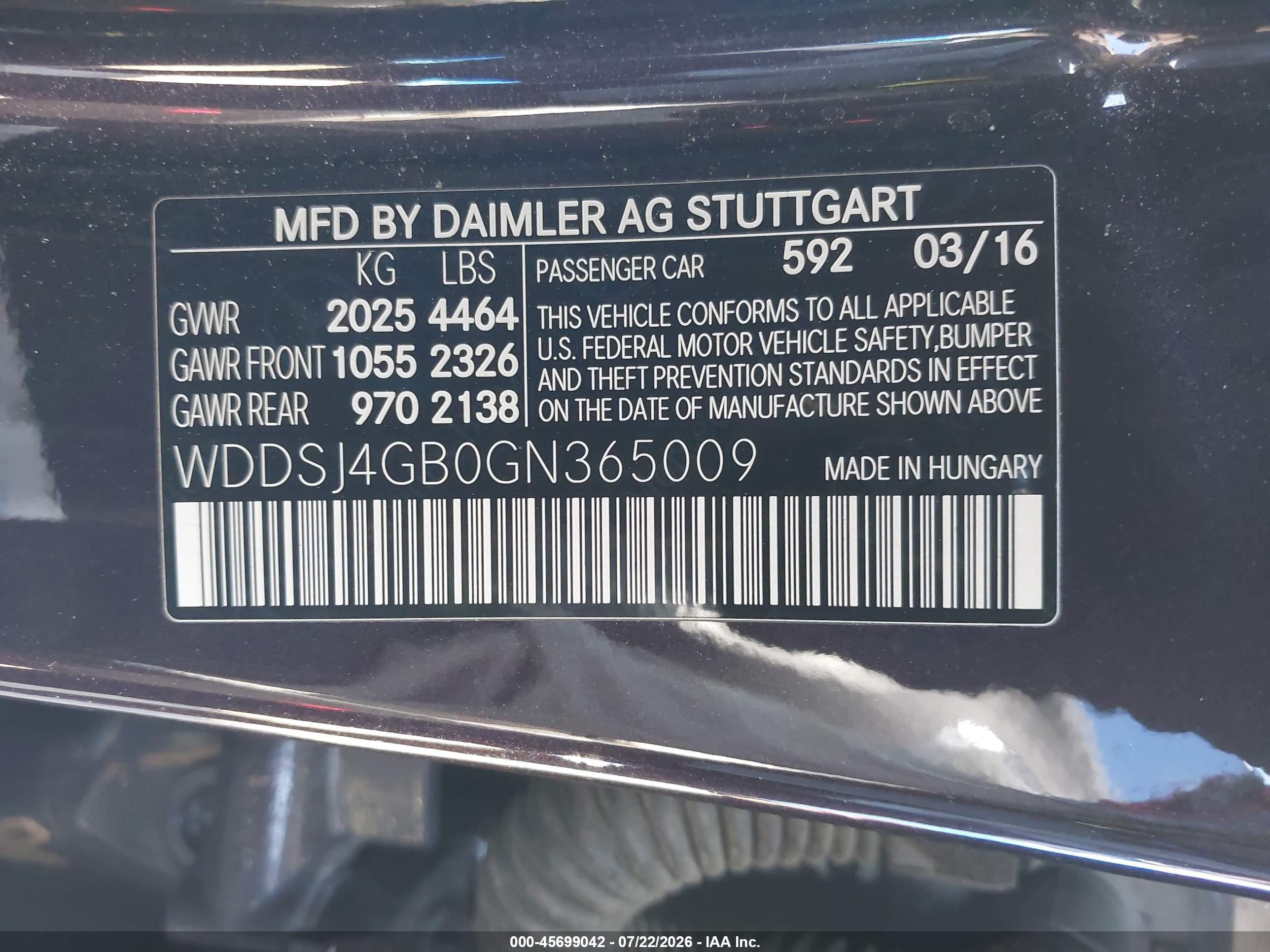 2016 MERCEDES-BENZ CLA 250 4MATIC
