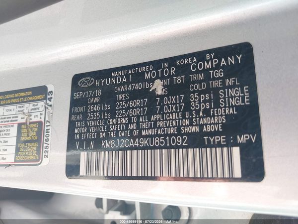 2019 HYUNDAI TUCSON SE