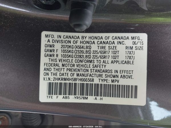 2015 HONDA CR-V EX