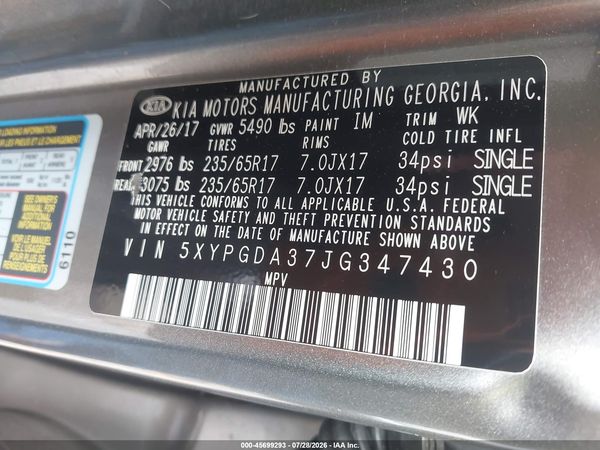 2018 KIA SORENTO 2.4L LX