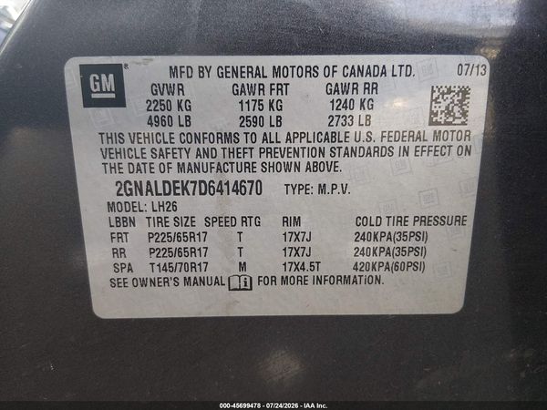 2013 CHEVROLET EQUINOX LT — I9