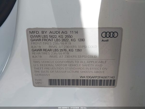 2015 AUDI Q5 3.0T PREMIUM PLUS