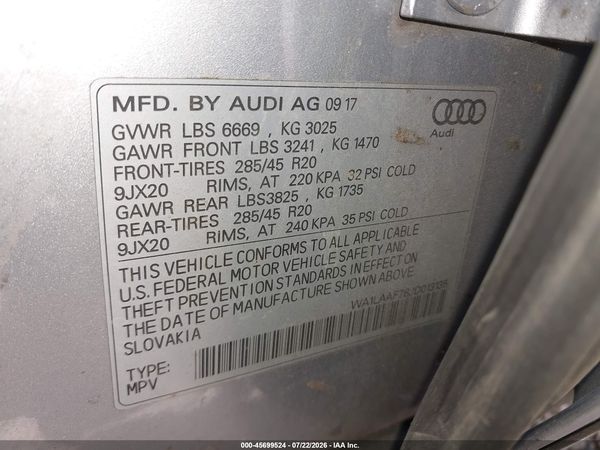 2018 AUDI Q7 3.0T PREMIUM