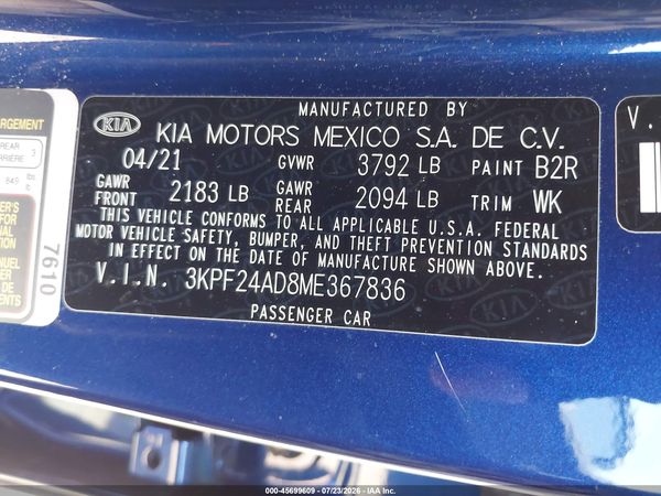 2021 KIA FORTE LXS