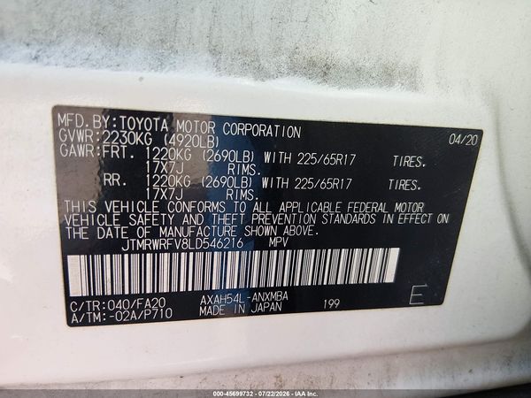2020 TOYOTA RAV4 HYBRID XLE