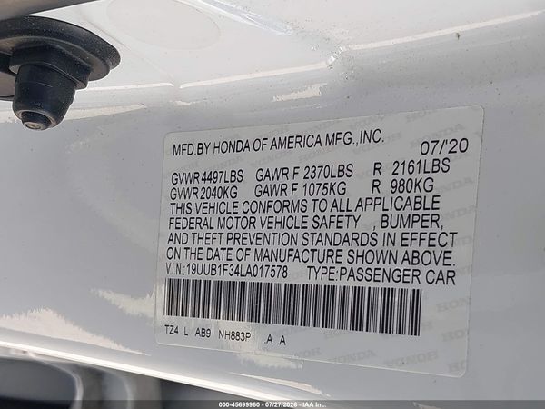 2020 ACURA TLX STANDARD