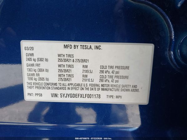 2020 TESLA MODEL Y