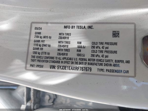 2024 TESLA MODEL 3 — I9