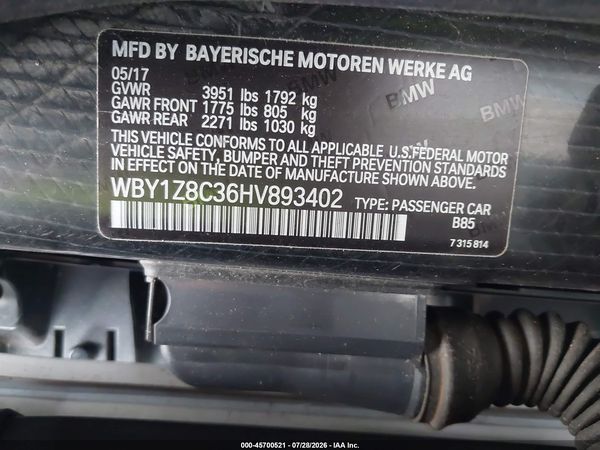 2017 BMW I3 94 AH W/RANGE EXTENDER