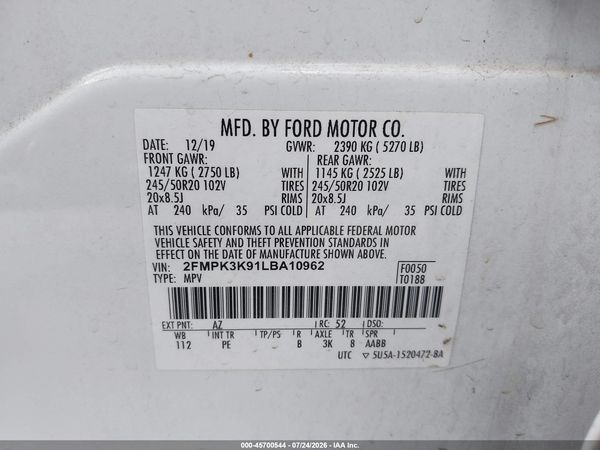 2020 FORD EDGE TITANIUM — I9