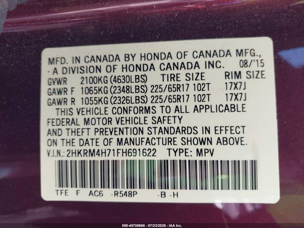 2015 HONDA CR-V EX-L