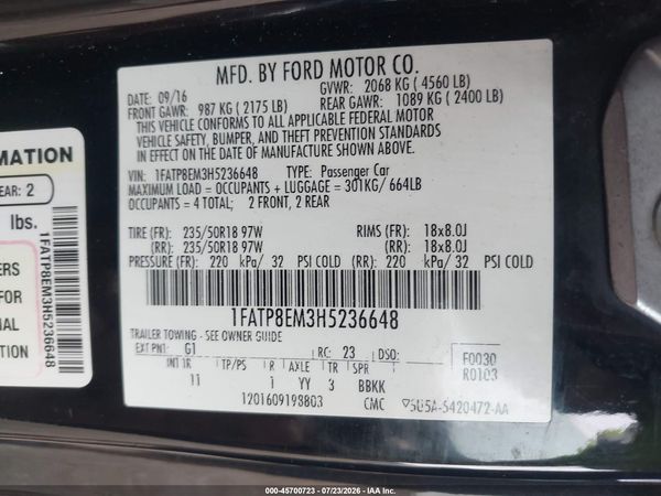 2017 FORD MUSTANG V6