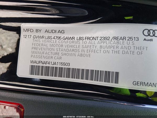 2018 AUDI A4 2.0T PREMIUM