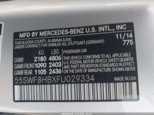 2015 MERCEDES-BENZ C 63 AMG S