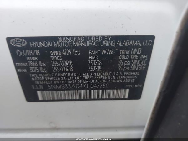 2019 HYUNDAI SANTA FE SEL PLUS