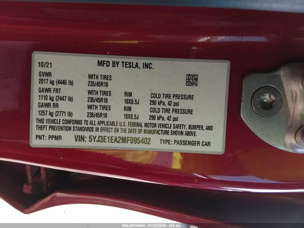 2021 TESLA MODEL 3