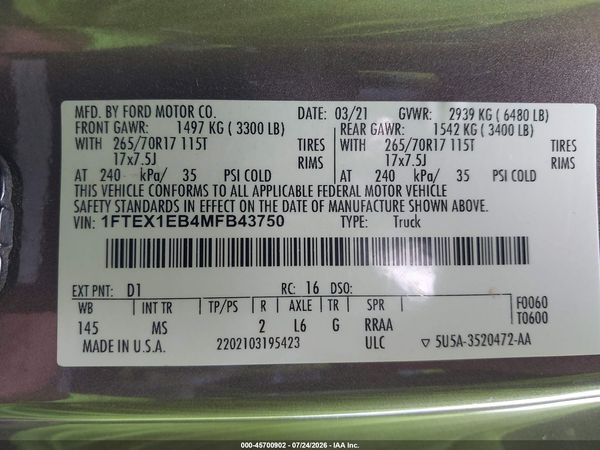 2021 FORD F-150 XLT