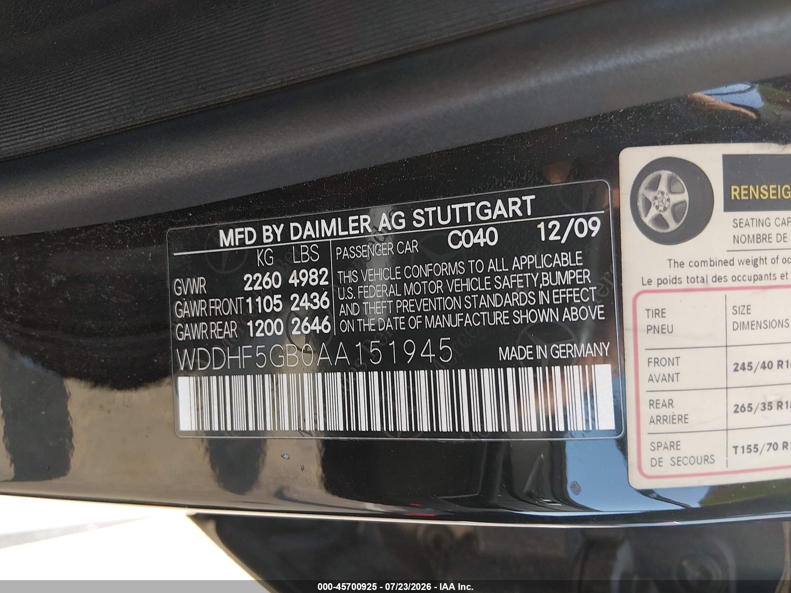 2010 MERCEDES-BENZ E 350 E350