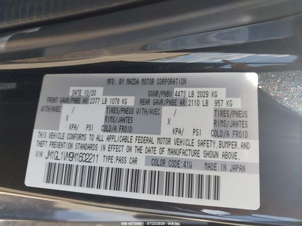 2021 MAZDA MAZDA6 TOURING