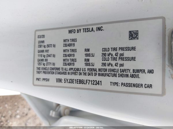 2020 TESLA MODEL 3