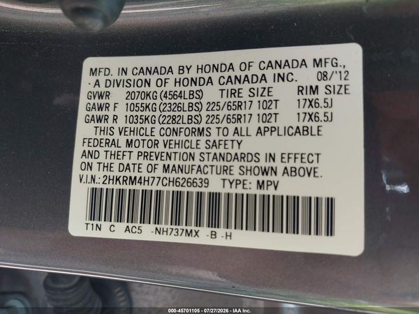 2012 HONDA CR-V EX-L