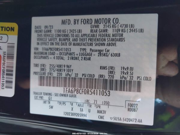 2024 FORD MUSTANG GT PREMIUM FASTBACK
