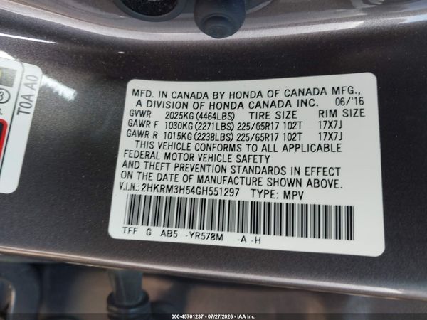 2016 HONDA CR-V EX