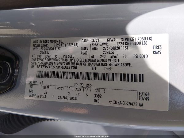 2021 FORD F-150 XL