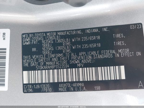 2023 TOYOTA HIGHLANDER HYBRID XLE