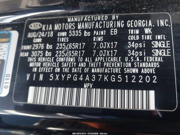 2019 KIA SORENTO 2.4L LX