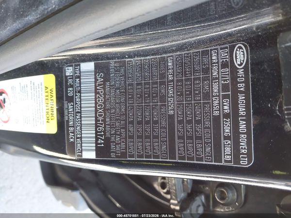 2013 LAND ROVER RANGE ROVER EVOQUE PURE