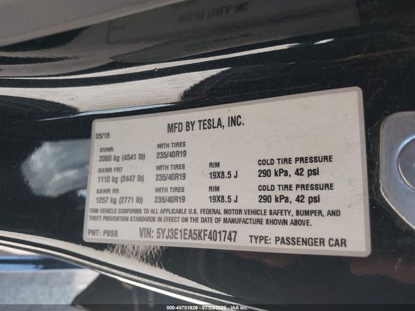 2019 TESLA MODEL 3