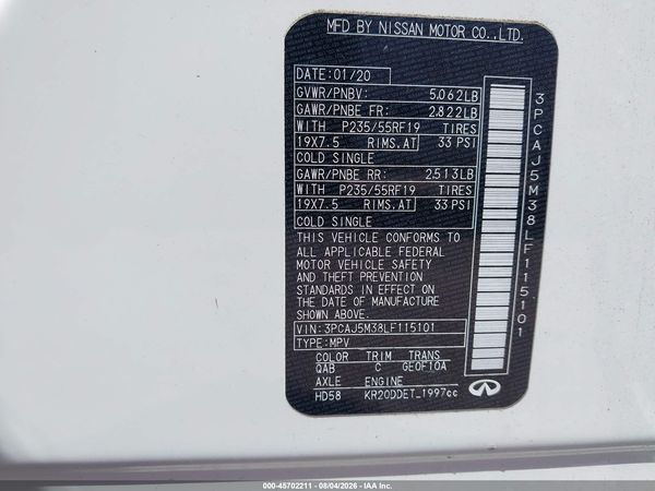 2020 INFINITI QX50 LUXE AWD