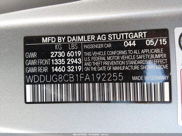 2015 MERCEDES-BENZ S 550 S550